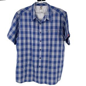 The North Face Blue Plaid Short Sleve Button Down Shirt Men’s Size L